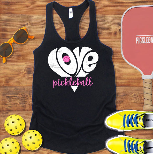 Love Heart Pickleball Pickleball  Racerback Tank Top