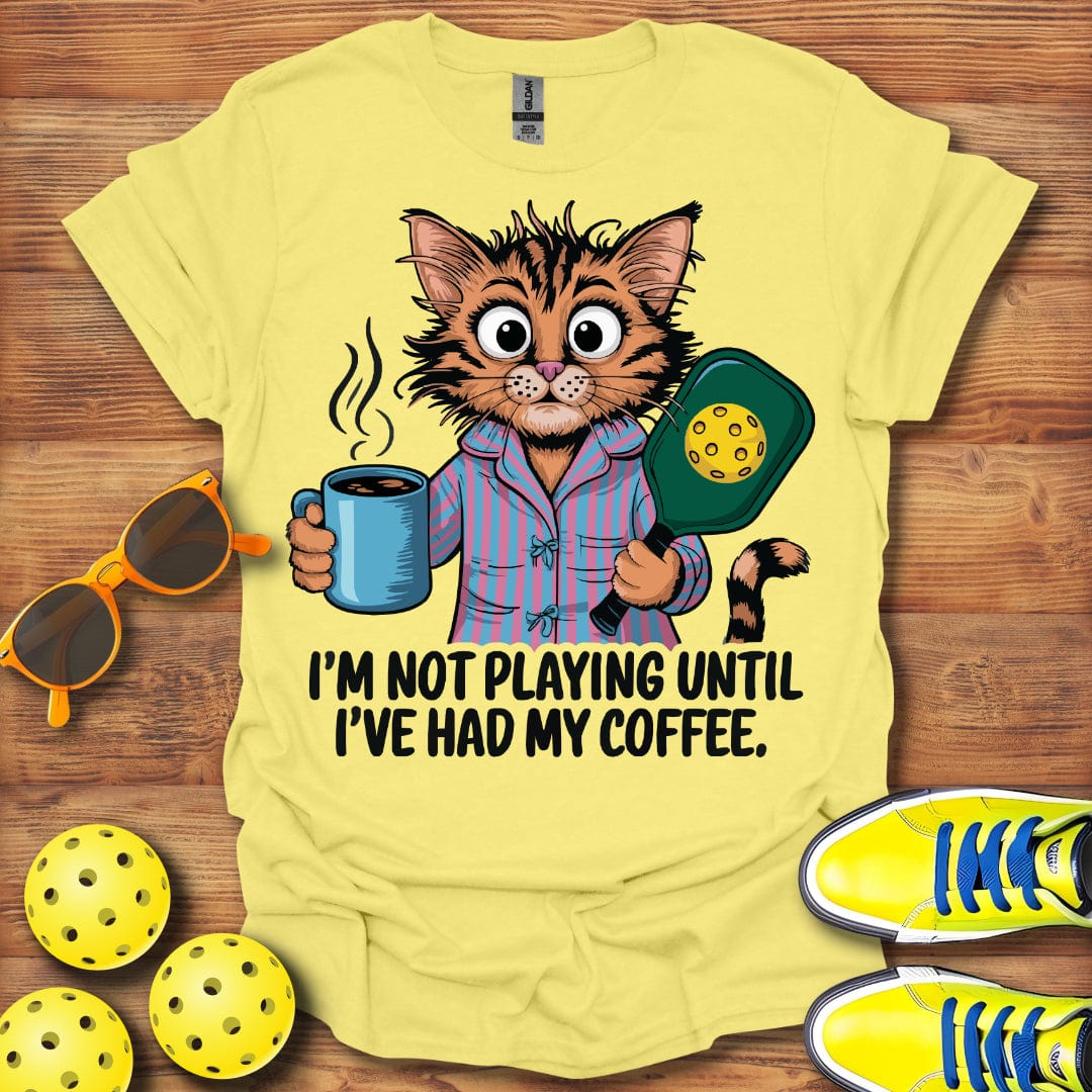 Morning Coffee Cat Pickleball  T-Shirt