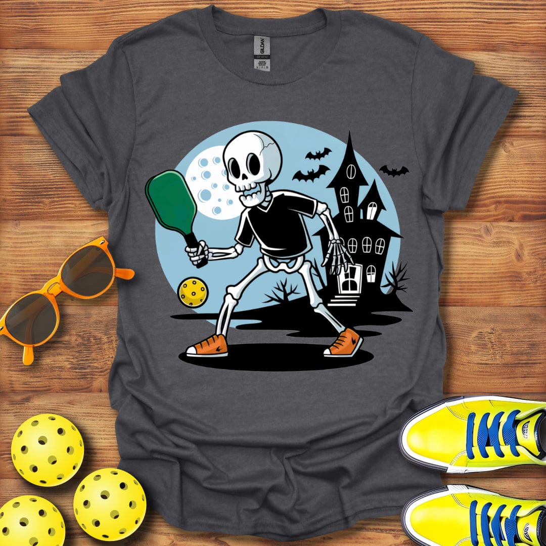 Halloween Skeleton Playing Pickleball T-Shirt