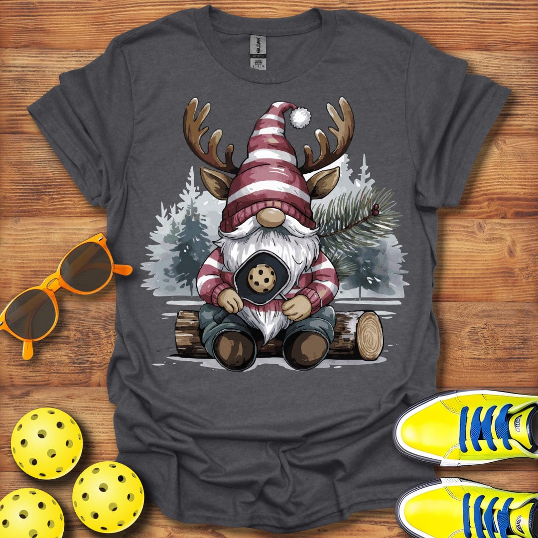 Reindeer Gnome On Log T-Shirt