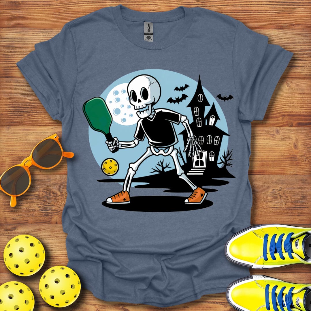 Halloween Skeleton Playing Pickleball T-Shirt