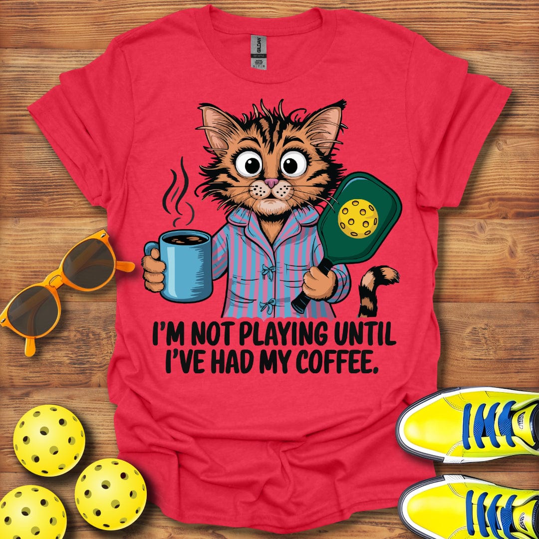 Morning Coffee Cat Pickleball  T-Shirt