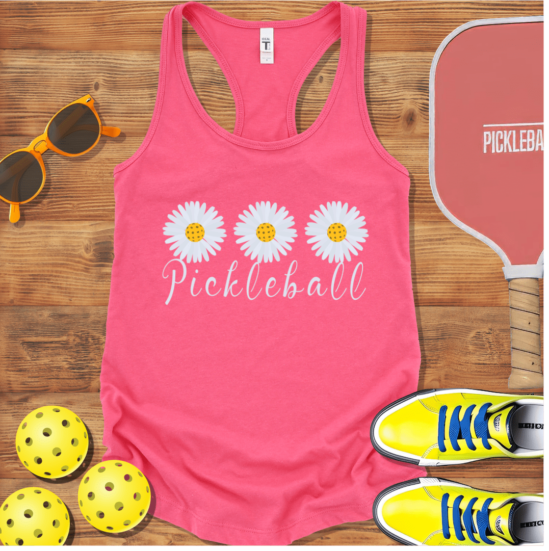 Pickleball  Daisy Three Racerback Tank Top