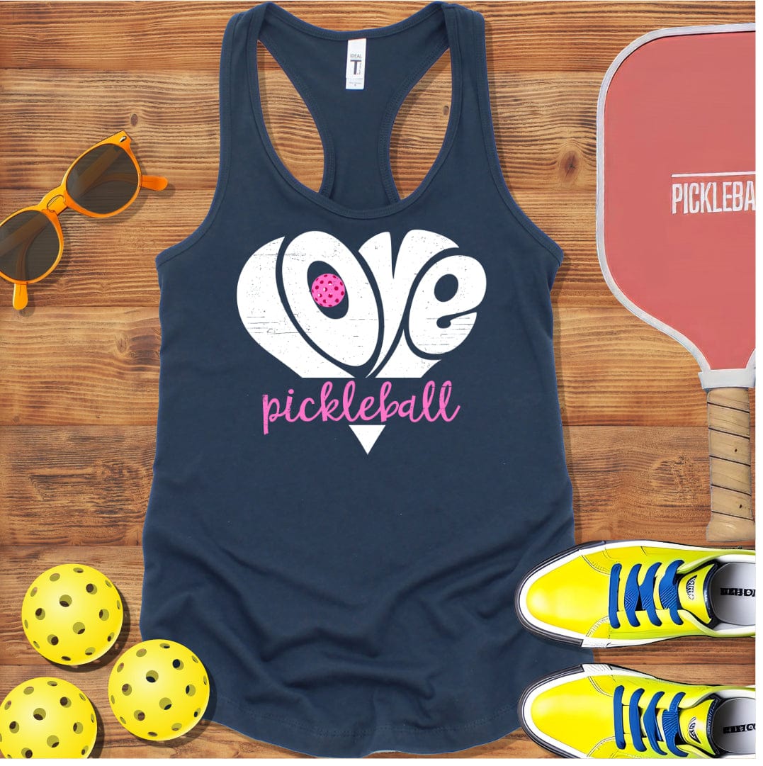 Love Heart Pickleball Pickleball  Racerback Tank Top