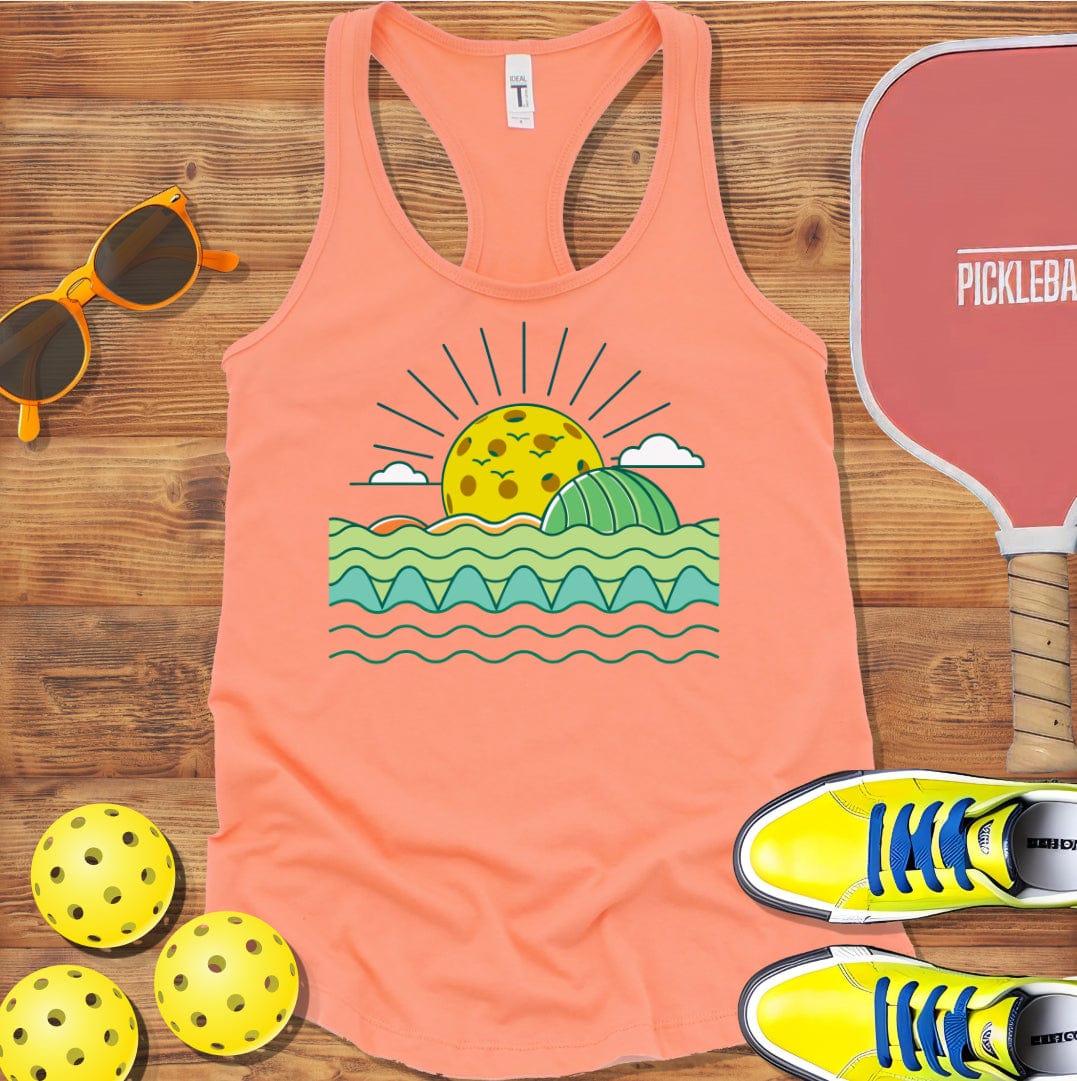 Sunrise Over Ocean Pickleball  Racerback Tank Top