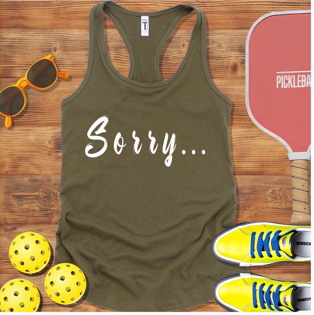 Cursive Sorry Pickleball Racerback Tank Top