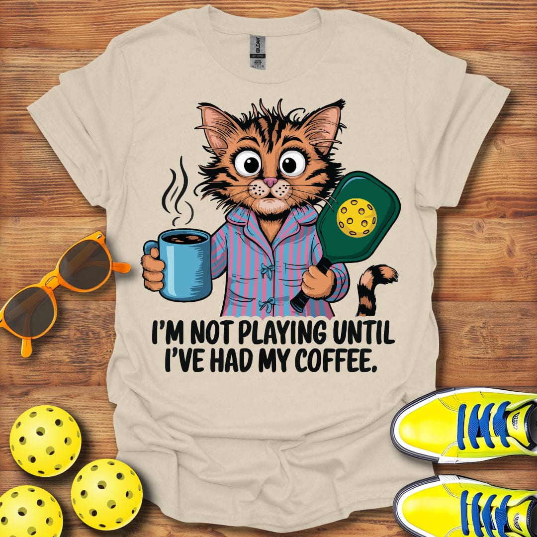 Morning Coffee Cat Pickleball  T-Shirt