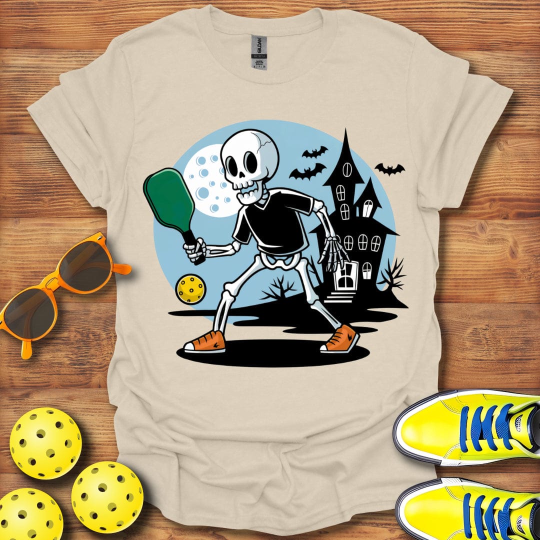 Halloween Skeleton Playing Pickleball T-Shirt