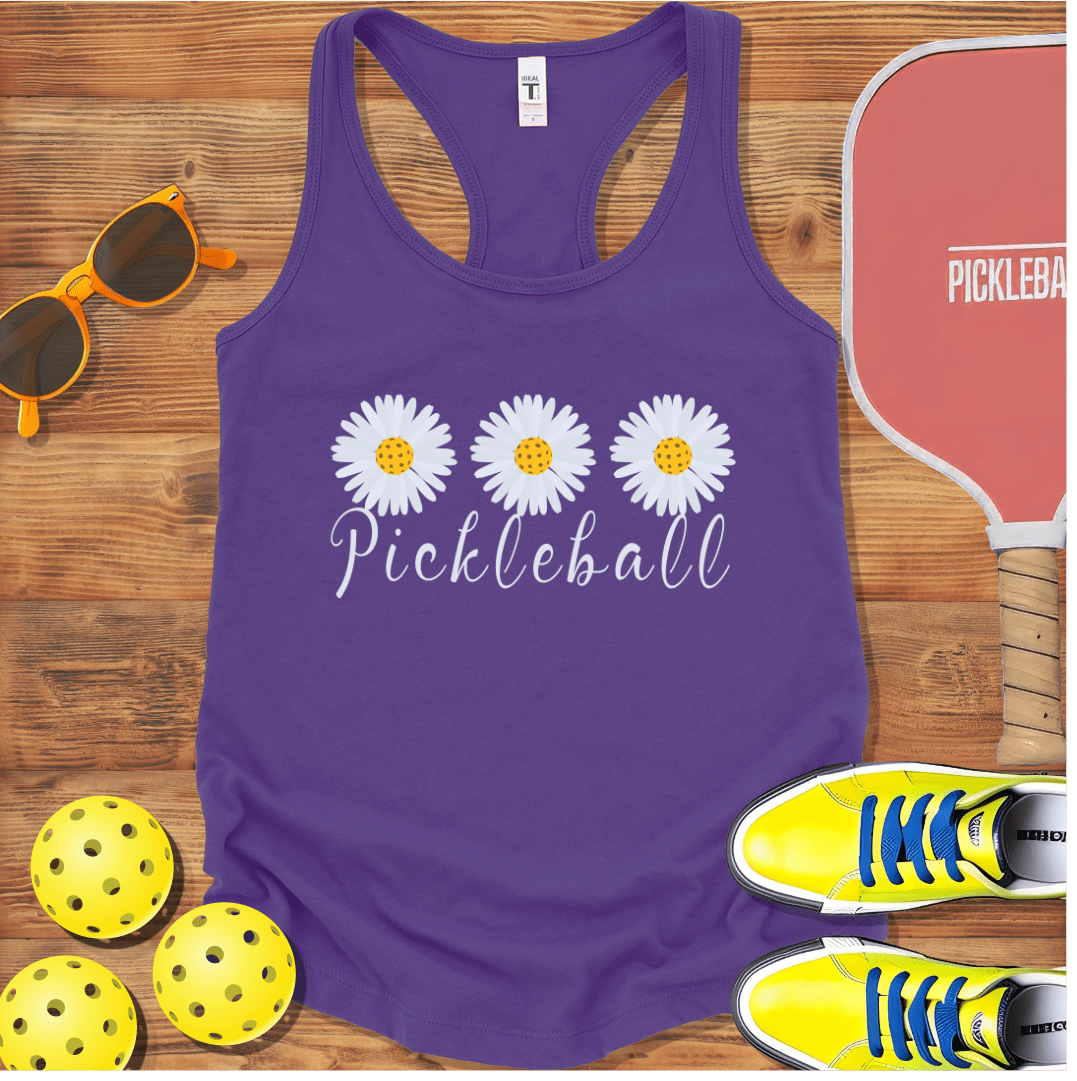 Pickleball  Daisy Three Racerback Tank Top