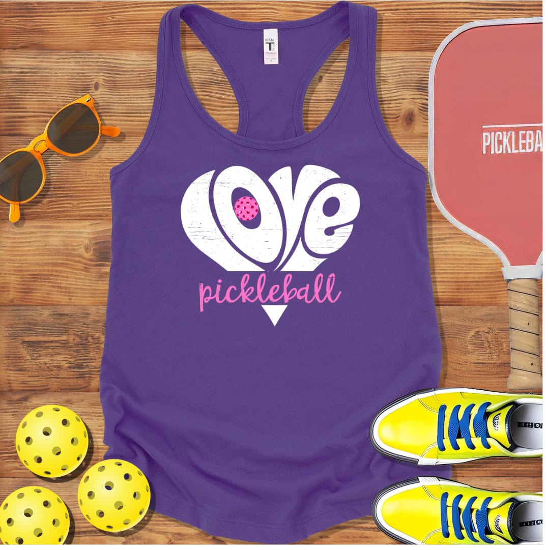 Love Heart Pickleball Pickleball  Racerback Tank Top