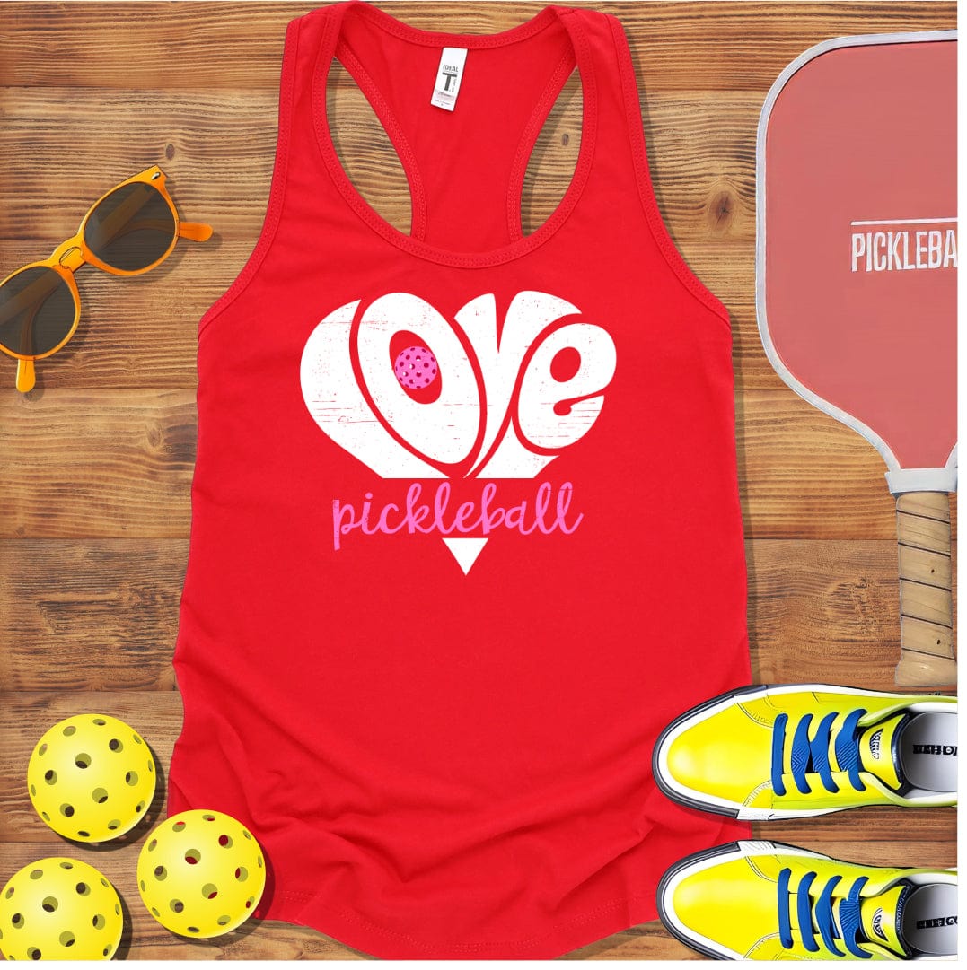 Love Heart Pickleball Pickleball  Racerback Tank Top