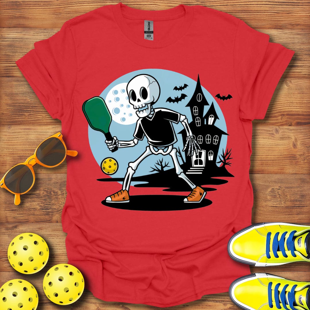 Halloween Skeleton Playing Pickleball T-Shirt