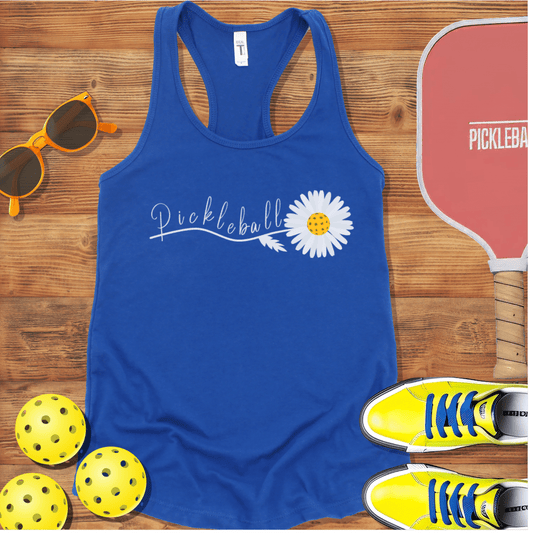 Pickleball White Daisy Racerback Tank Top