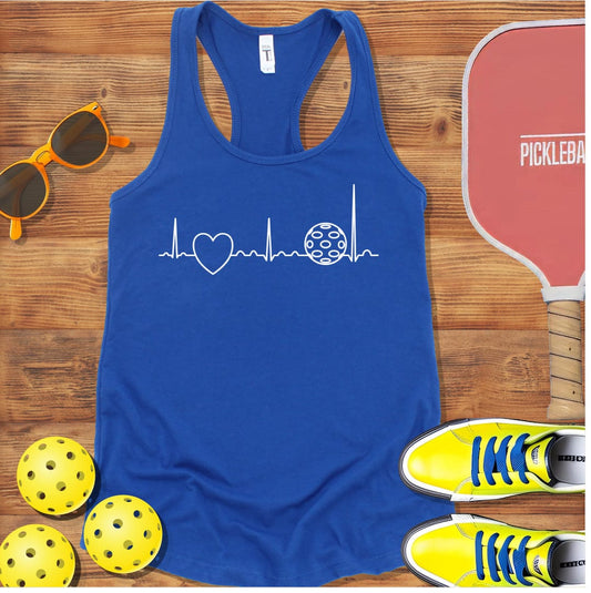 Heartbeat of Loving Pickleball  Racerback Tank Top