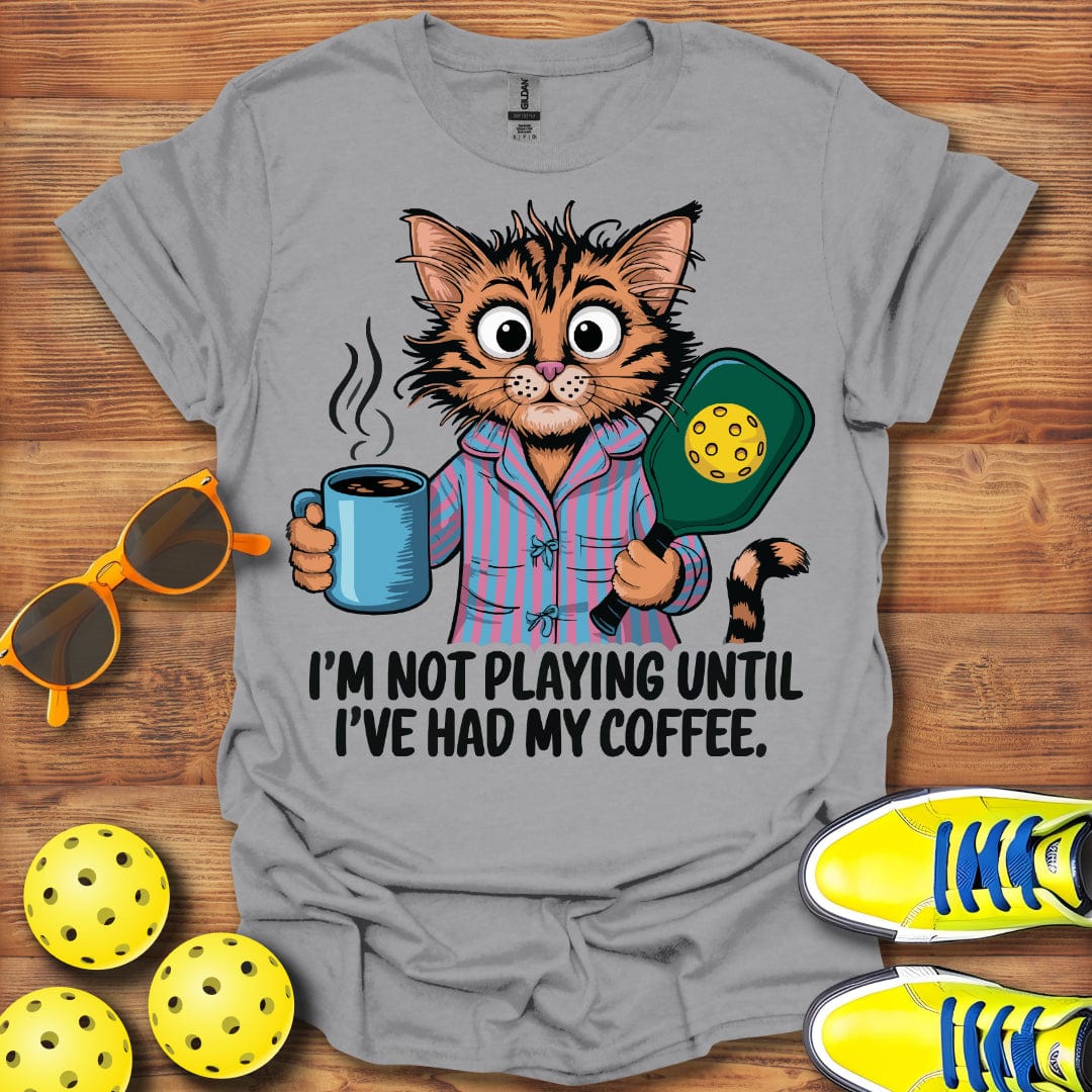 Morning Coffee Cat Pickleball  T-Shirt