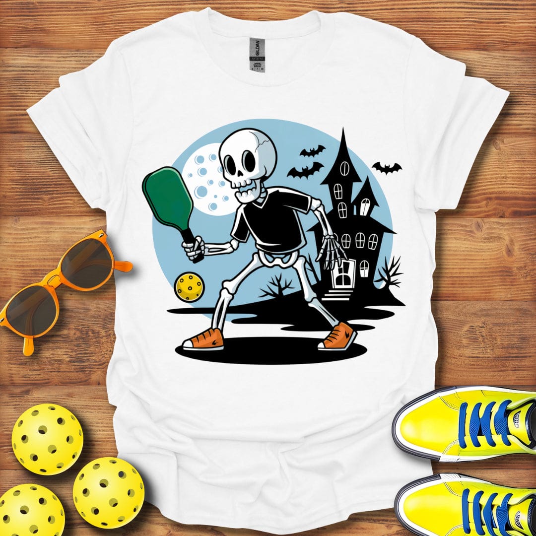 Halloween Skeleton Playing Pickleball T-Shirt