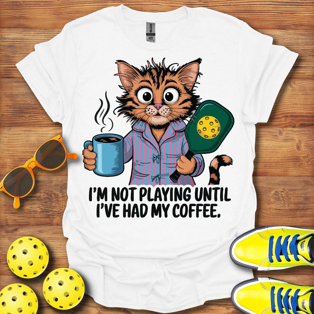 Morning Coffee Cat Pickleball  T-Shirt